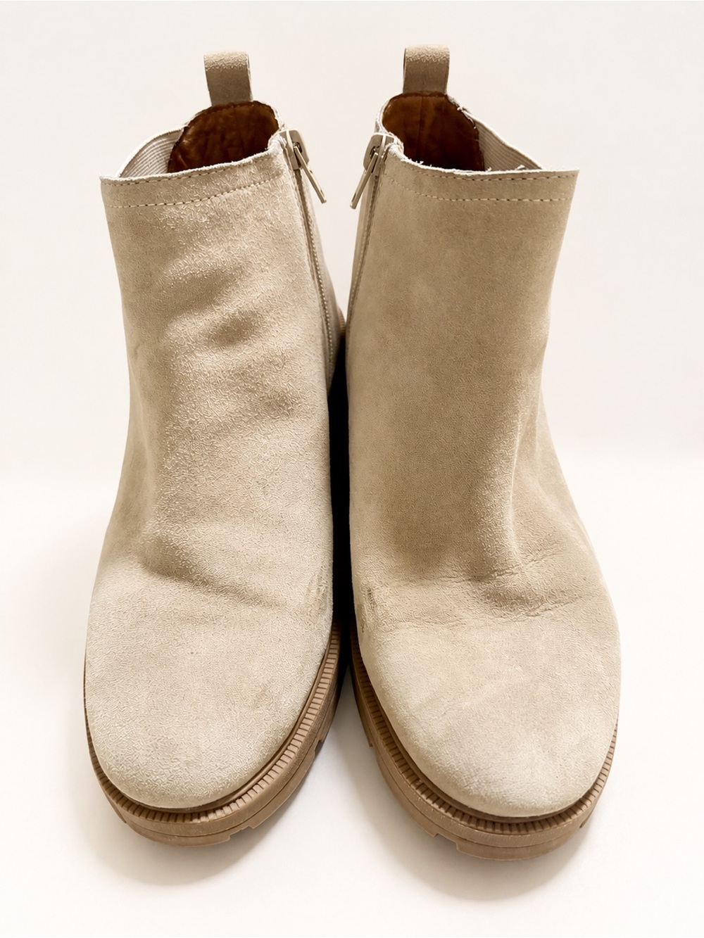 Lucky Brand Women’s 10M Taupe Suede Ankle Booties Block Heel